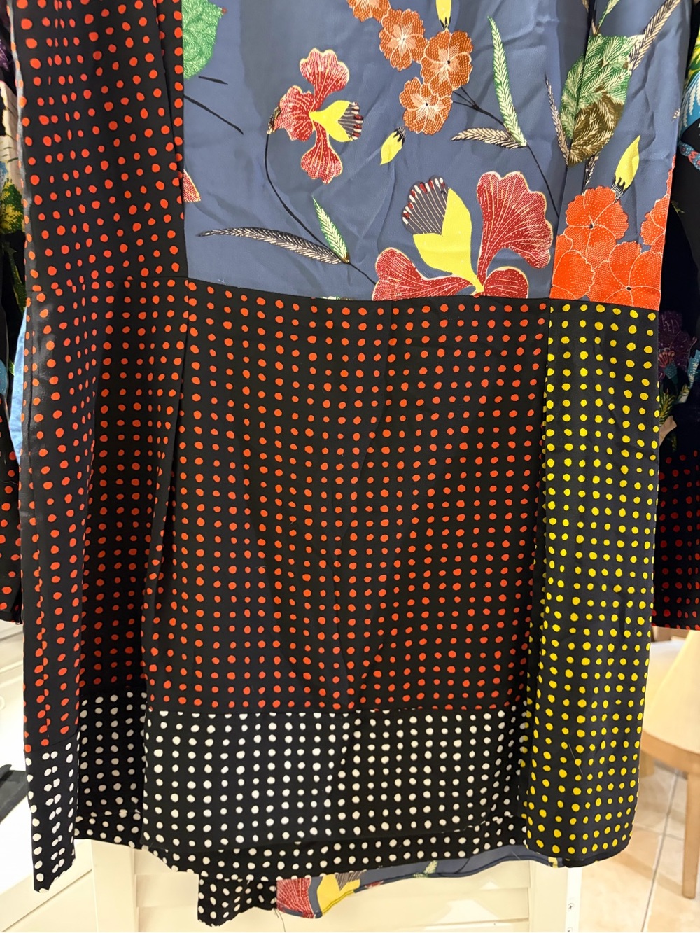 Diane Von Furstenberg Navy Floral & Polka Dot Mix Wrap Dress - Picture 2 of 6
